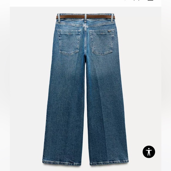 Zara Size 8 HIGH RISE Z1975 BELTED STRAIGHT LEG JEANS - Picture 3 of 6